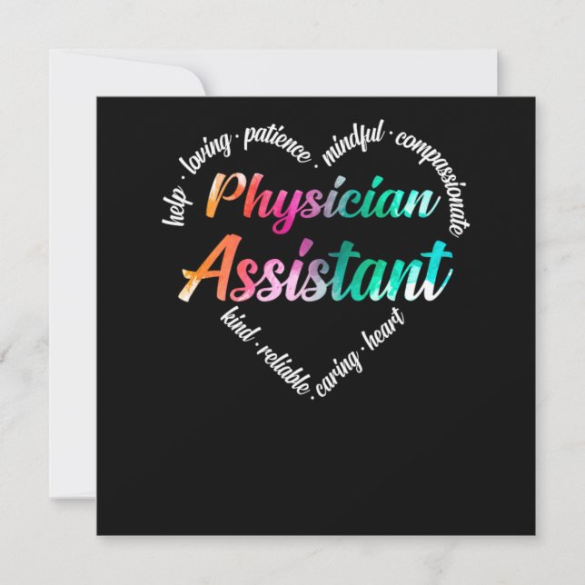 Physician Assistant Physician Assistant Heart Word Invitation (Front)