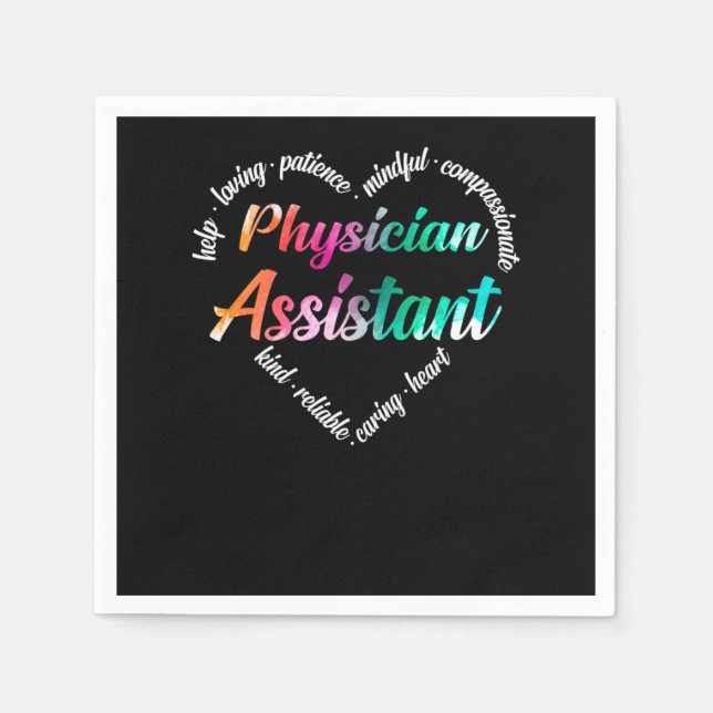 Physician Assistant Physician Assistant Heart Word Napkin (Front)