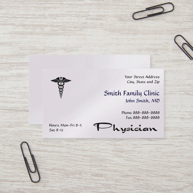 Physician Doctor Medical Symbol Business Card (Front/Back In Situ)