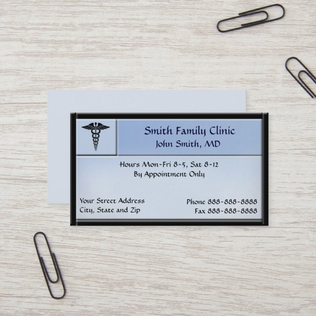 Physician Doctor Medical Symbol Business Card (Front/Back In Situ)