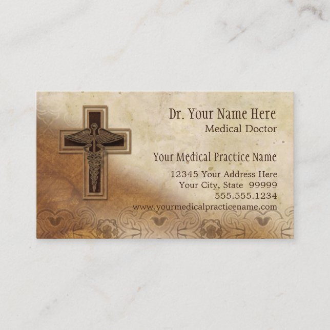 Physician Medical Doctor Practice Christian Symbol Business Card (Front)