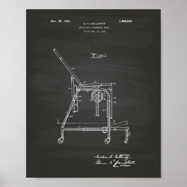Physicians Table 1926 Patent Art Chalkboard Poster (Front)