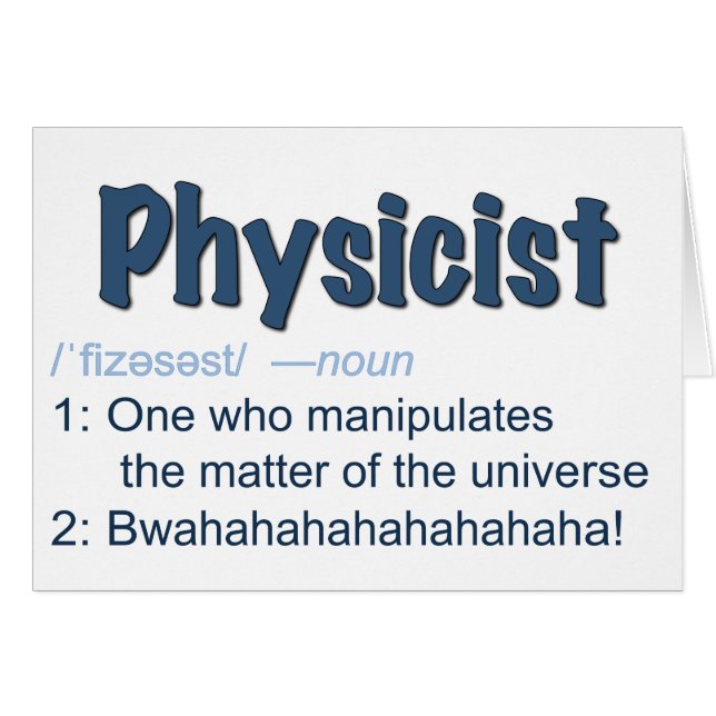 physicist definition card - blue & white (Front Horizontal)
