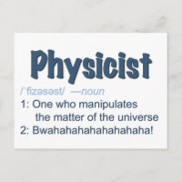 physicist definition postcard - blue & white
