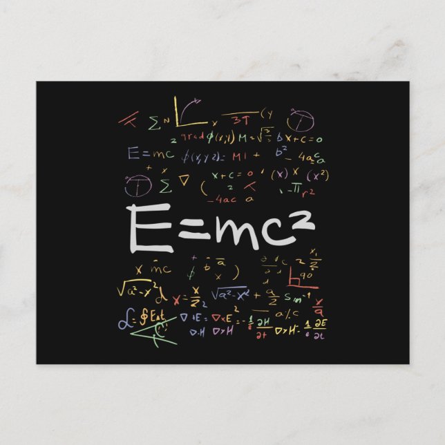 Physics and Math Formulas EMC2 Postcard (Front)