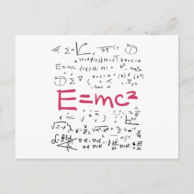 Physics and Math Formulas EMC2 Postcard (Front)