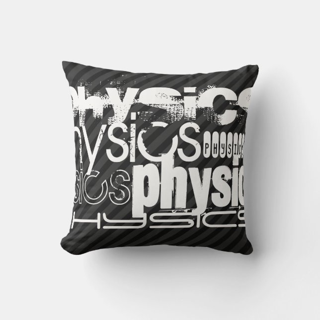 Physics; Black & Dark Grey Stripes Cushion (Front)
