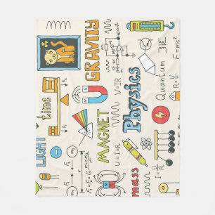 Physics concepts, hand-drawn vintage style. fleece blanket