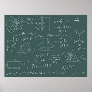 Physics diagrams and formulas poster