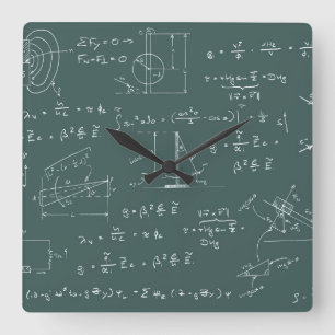 Physics diagrams and formulas square wall clock