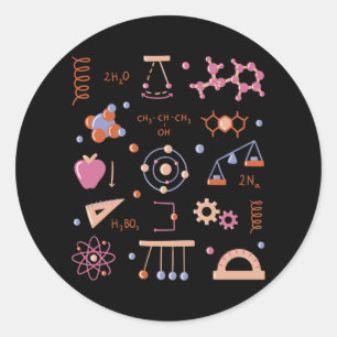 Physics elements classic round sticker