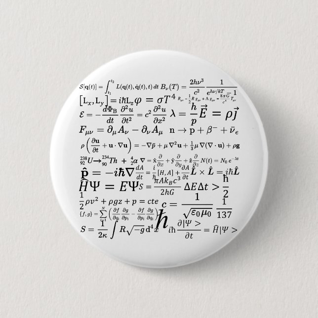 Physics equations and formulas 6 cm round badge (Front)