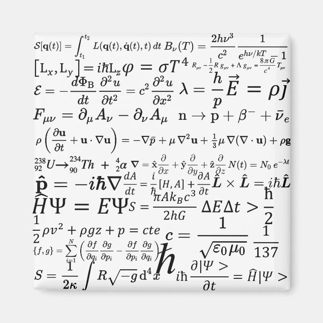 Physics equations and formulas magnet (Front)