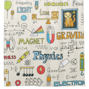 Physics. Hand drawn. Vintage illustration.  Shower Curtain