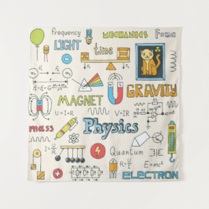 Physics. Hand drawn. Vintage illustration. Tapestry