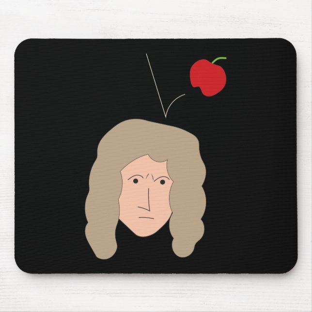 Physics Humor Isaac Newton Apple Nerd Geek Mouse Pad (Front)