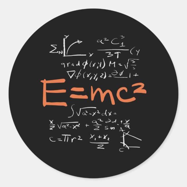 Physics Math Formula Teacher Student EMC2 Classic Round Sticker (Front)