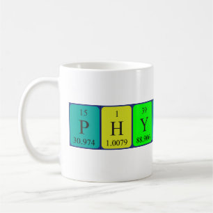 Physics periodic table name mug