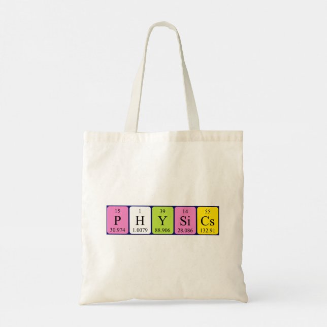 Physics periodic table name tote bag (Back)