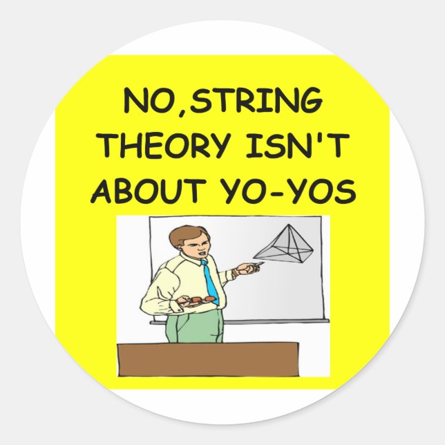 PHYSICS string theory Classic Round Sticker (Front)
