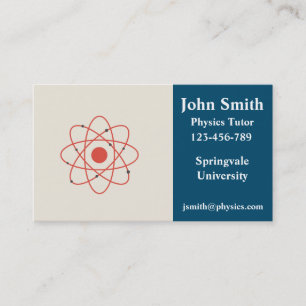 Physics teacher physics science tutor business card