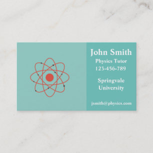 Physics teacher physics science tutor business card