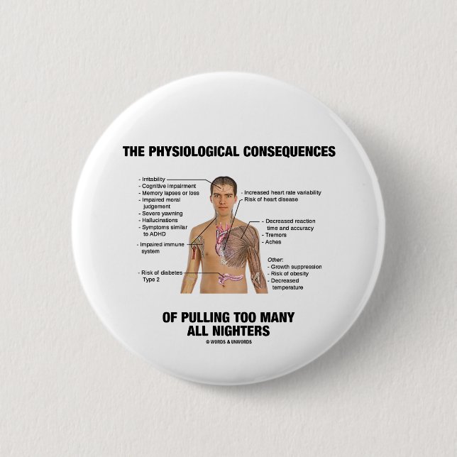 Physiological Consequences Pulling All Nighters 6 Cm Round Badge (Front)