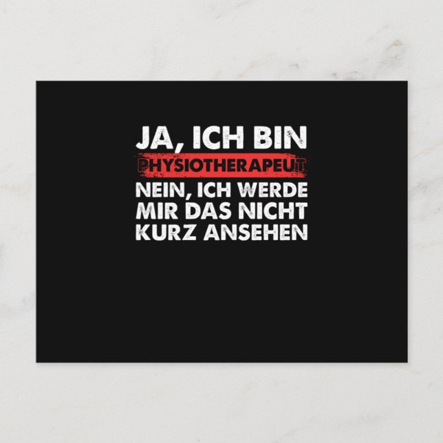 Physiotherapeut Arzt Medizin Physiotherapie Therap Postcard (Front)