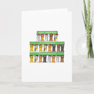 Physiotherapist Happy Christmas Cartoon Cats Holiday Card
