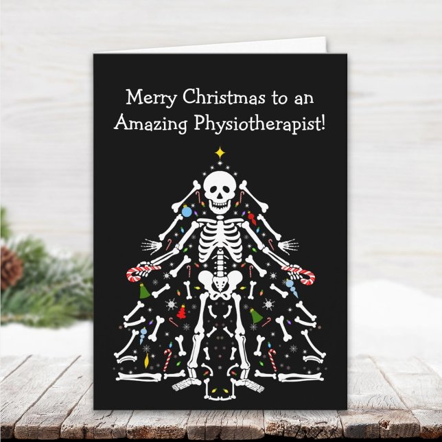 Physiotherapist Merry Christmas Tree Skeleton Card (Creator Uploaded)