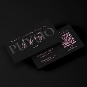 Physiotherapist Physical Therapist Pink Black Business Card