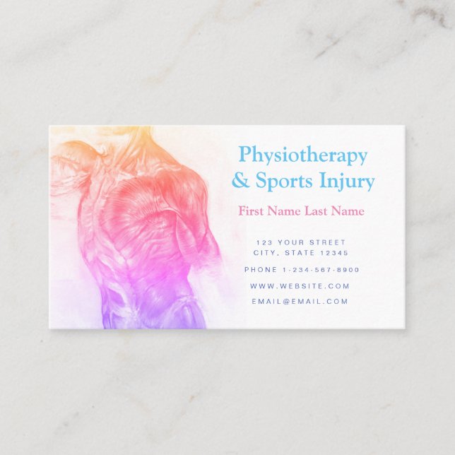 Physiotherapy and Sports Injury Business Card (Front)