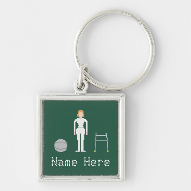 Physiotherapy Female Custom Name 8Bit Style Key Ring (Front)