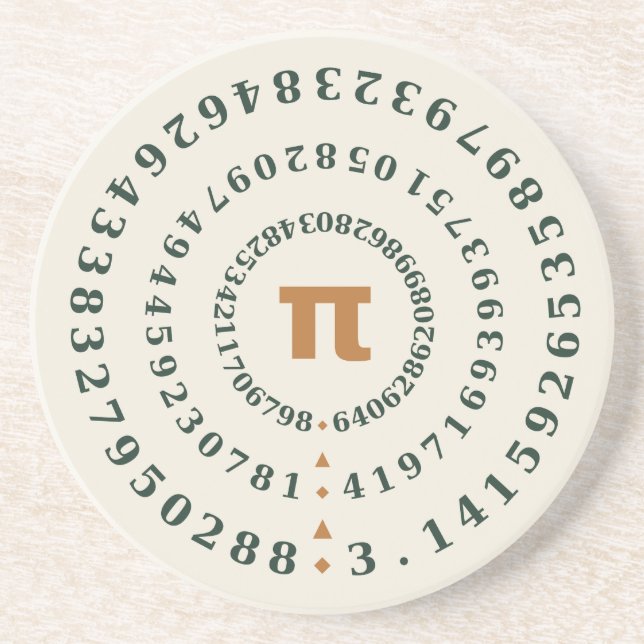 Pi 100 Digits Spiral Math Teacher Pi Day Coaster  (Front)
