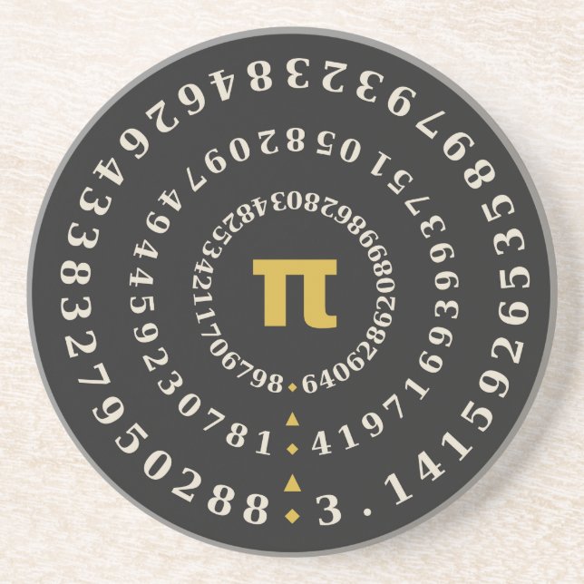 Pi 100 Digits Spiral Math Teacher Pi Day Coaster (Front)