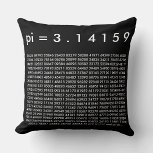 pi= 3.14159 Black White Math Science pi Day Digits Cushion
