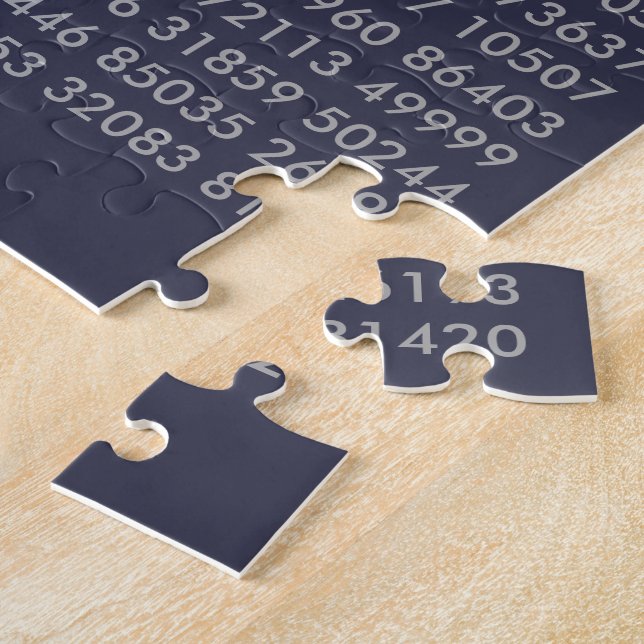 pi= 3.14159 Math pi Day Digits Navy Blue Grey Jigsaw Puzzle (Side)