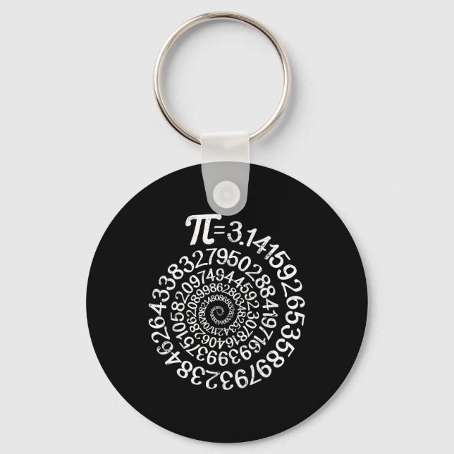 Pi = 3.14 Spiral Math Science Geek 3.14 Pi Day Ste Key Ring (Front)