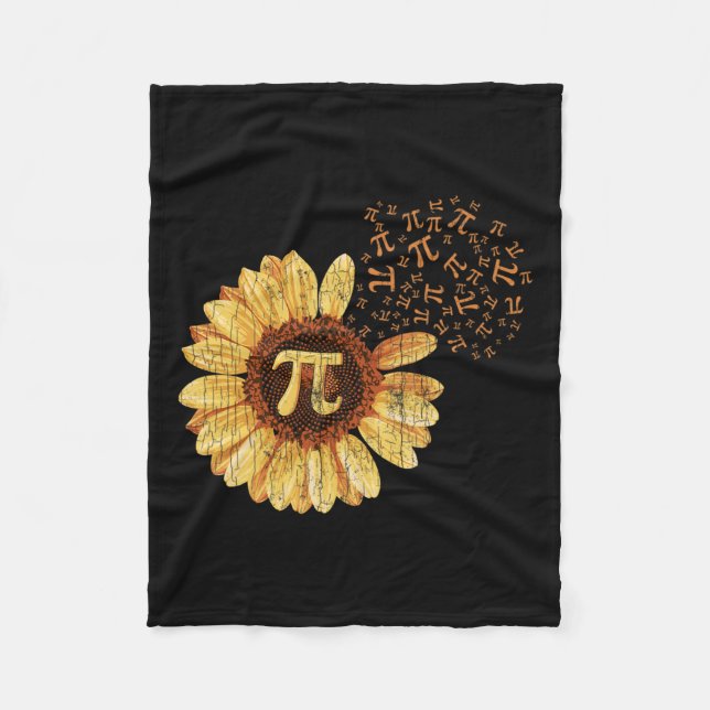 Pi Apparel Pi Day Sunflower Attire Math Funny Gift Fleece Blanket (Front)