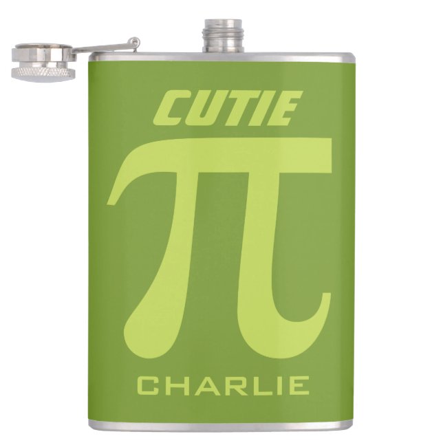 Pi / Cutie Pie custom monogram flask (Opened)