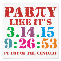 Pi day 2015 poster print art 3.14.15 9:26:53 Pi