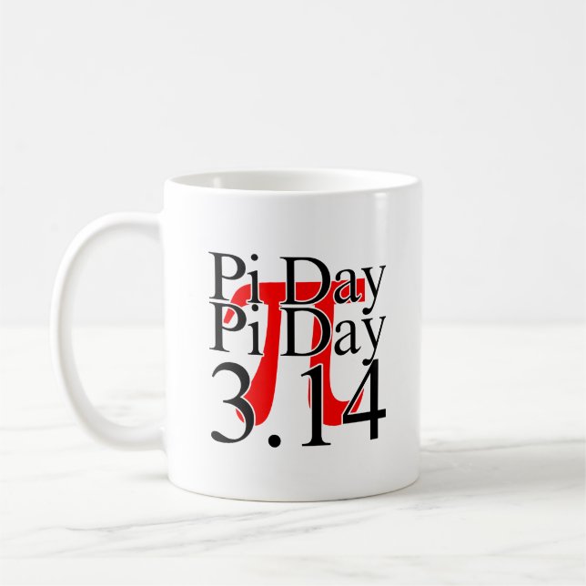Pi Day 3.14 Black And Red Coffee Mug (Left)