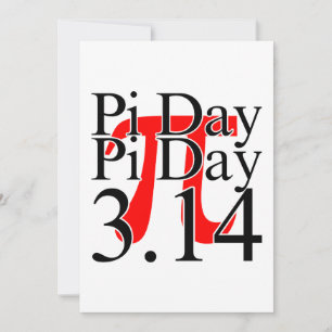 Pi Day 3.14 Black And Red Invitation
