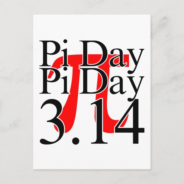 Pi Day 3.14 Black And Red Postcard (Front)