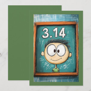 Pi Day 3.14 Cartoonish Geeky Curiosity Invitation
