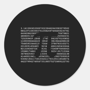 Pi Day 3.14 Cool Funny Nerd Math Geek Classic Round Sticker