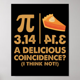 Pi Day 3.14 Delicious Coincidence Funny Math Nerd Poster