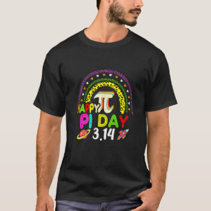 Pi Day 3.14 Leopard Rainbow Spiral Pi Math Teacher T-Shirt