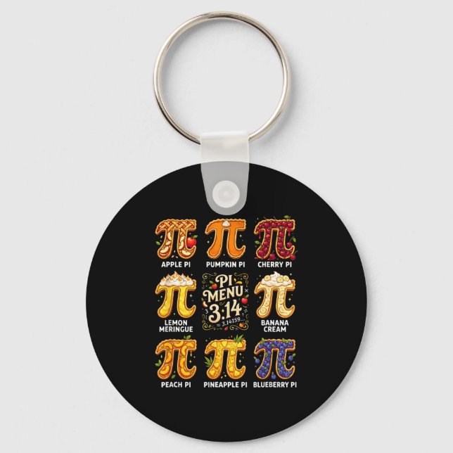 Pi Day 3.14 Pi Menu Funny Fruit Pie Menu Teachers  Key Ring (Front)