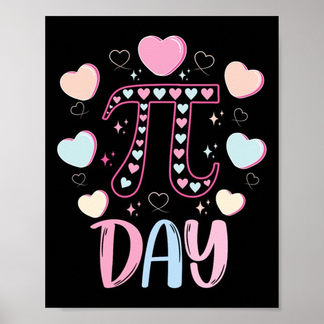 Pi Day 3.14 Pi Symbol Funny Pi Day Candy Heart Mat Poster (Front)